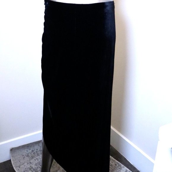 VERONICA BEARD Midi Skirt Herst Black Velvet Rushed Size 6 New Tag $495 - Picture 5 of 7